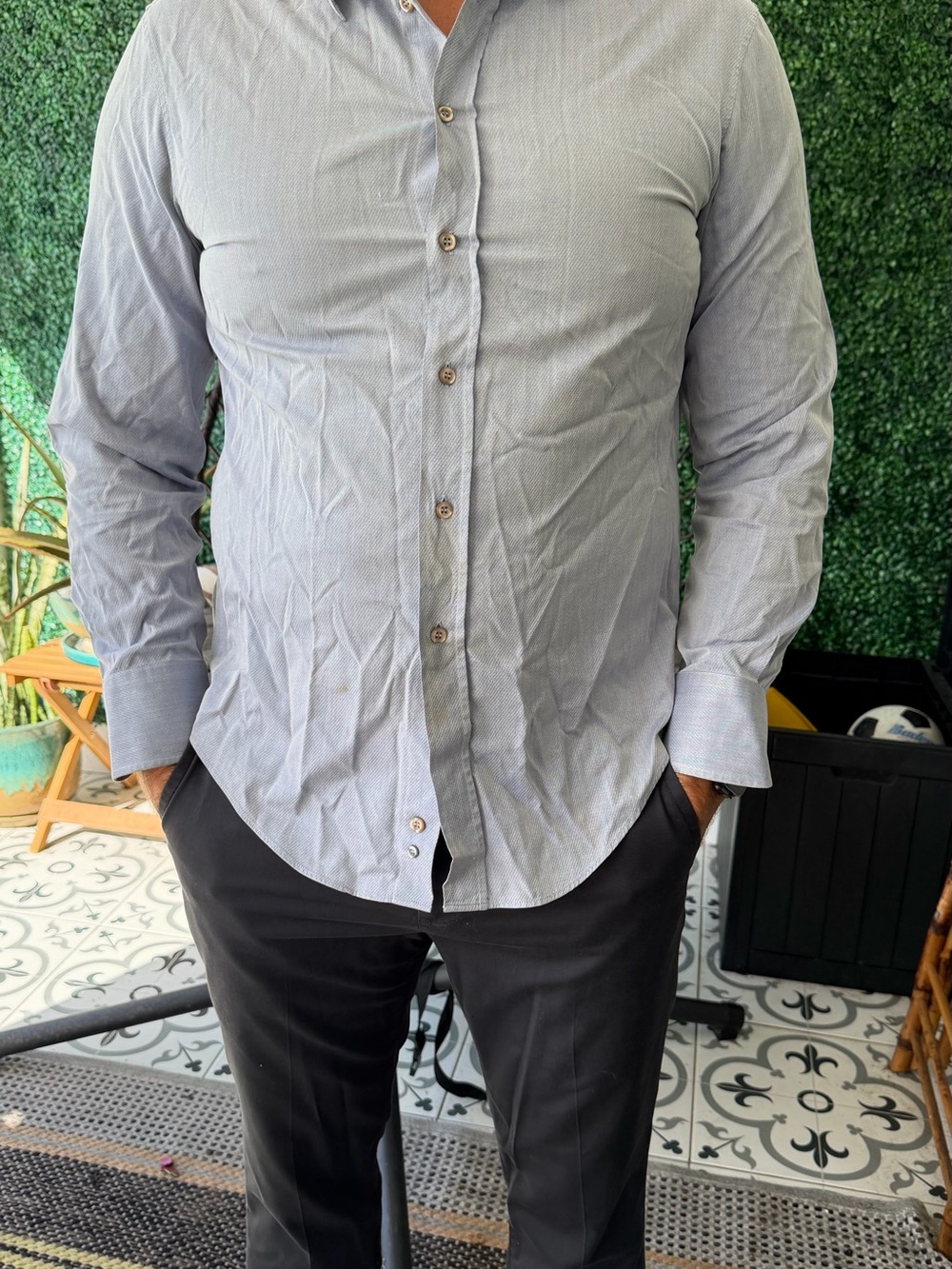 Vintage Emporio Armani Light Blue Long-Sleeve Dress Shirt